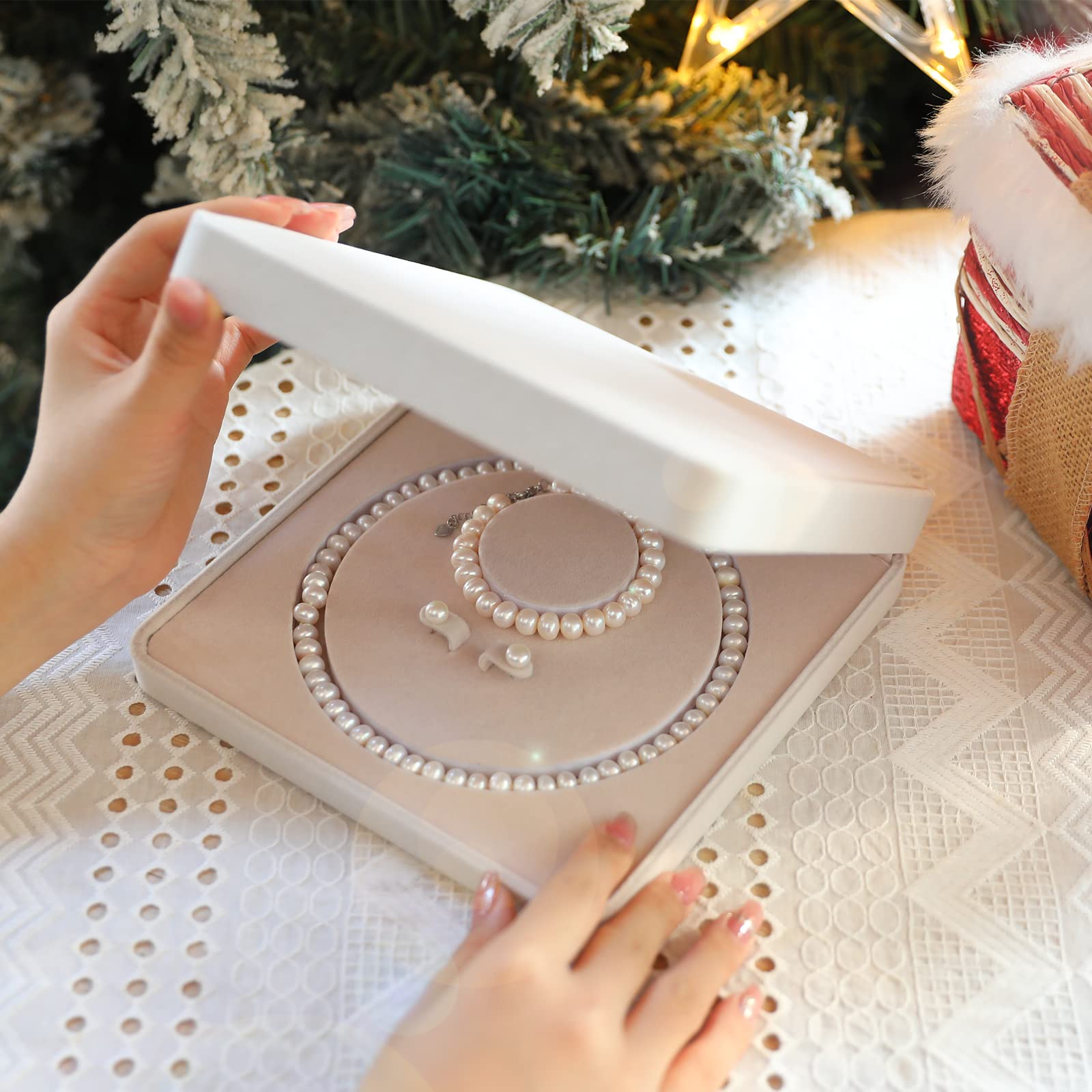 AOOVOO Freshwater Cultured Pearl Necklace Set - Real Pearl Necklace Set Includes Stunning Bracelet and Stud Earrings Jewelry Set for Women - SM