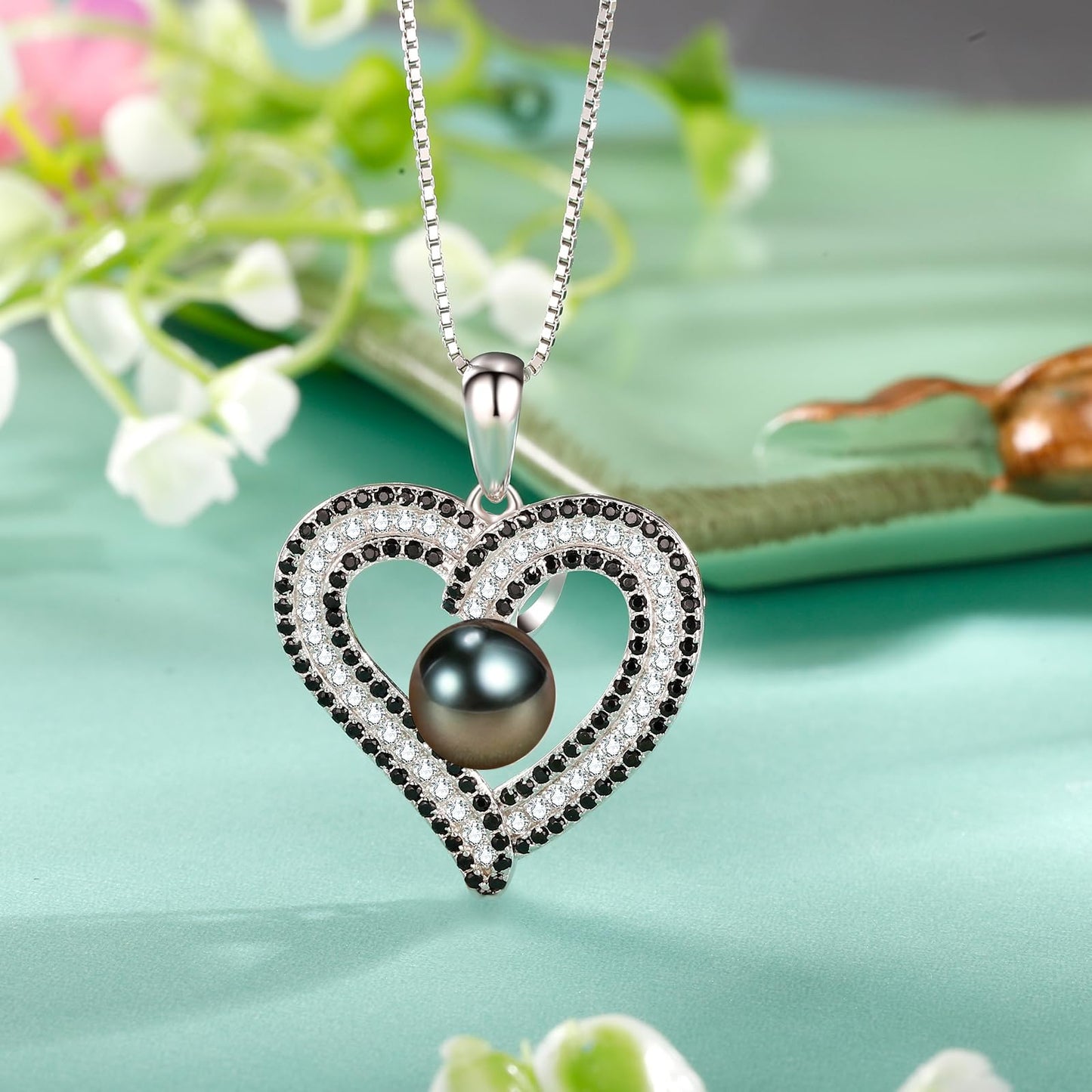 NONNYL Gifts for Women Wife-Pearl Heart Pendant Necklace- Birthday for Girlfriend, Valentine's Day for Wives, Mother's Day for Mom Grandma, Gifts for Her on Wedding Anniversary Christmas Fine Jewelry