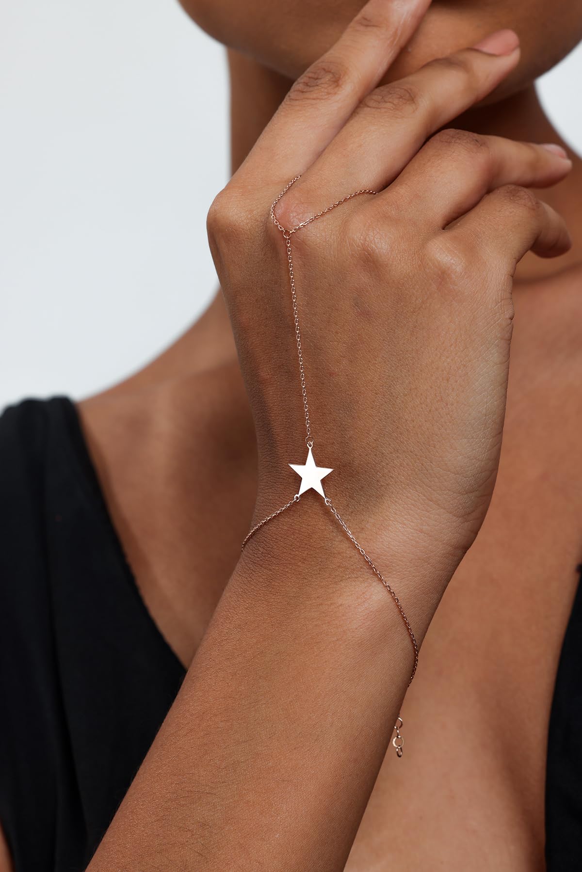 Adjustable Finger Chain Bracelet | 14K Solid Gold