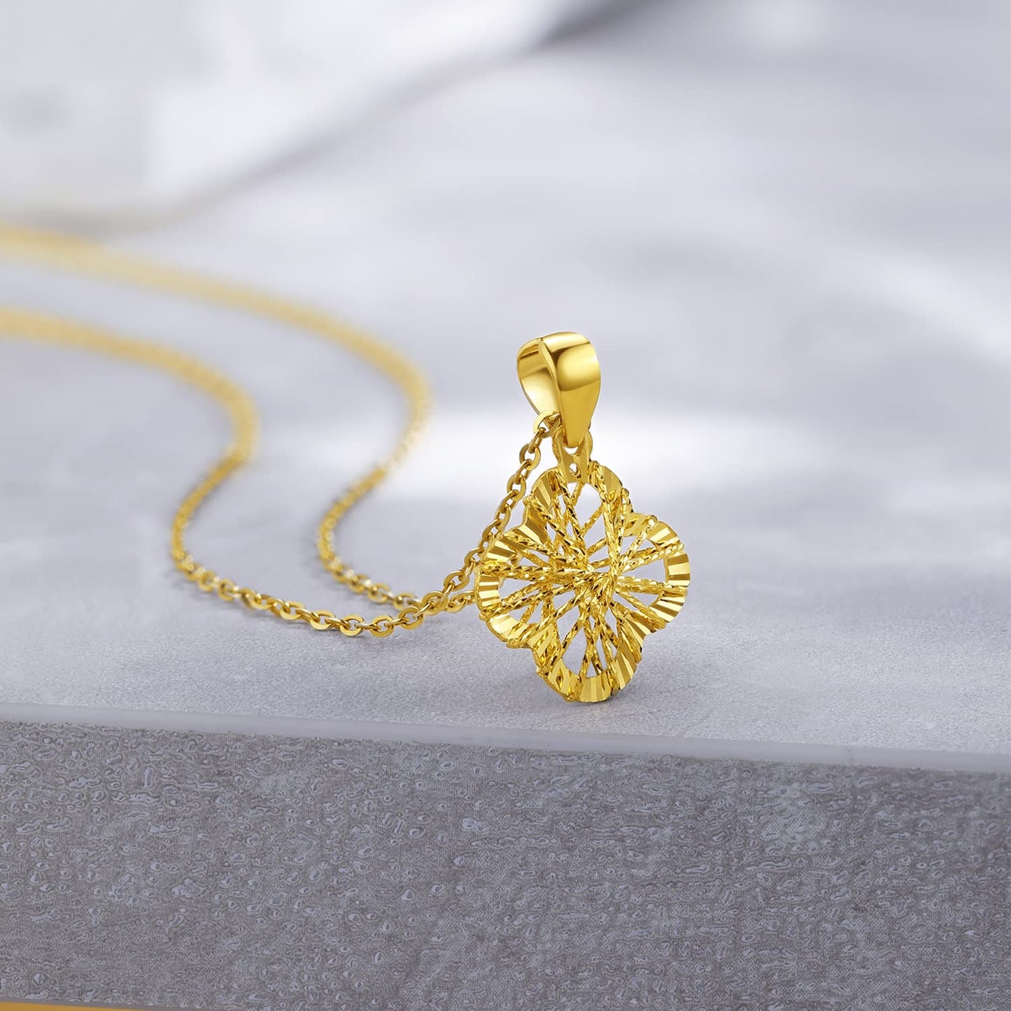 ZHOU LIU FU 24K Solid Gold Pendant for Women, Real Pure Gold Jewelry Accessory Flower Pendant for Men Girlfriend (Not Include Necklace)