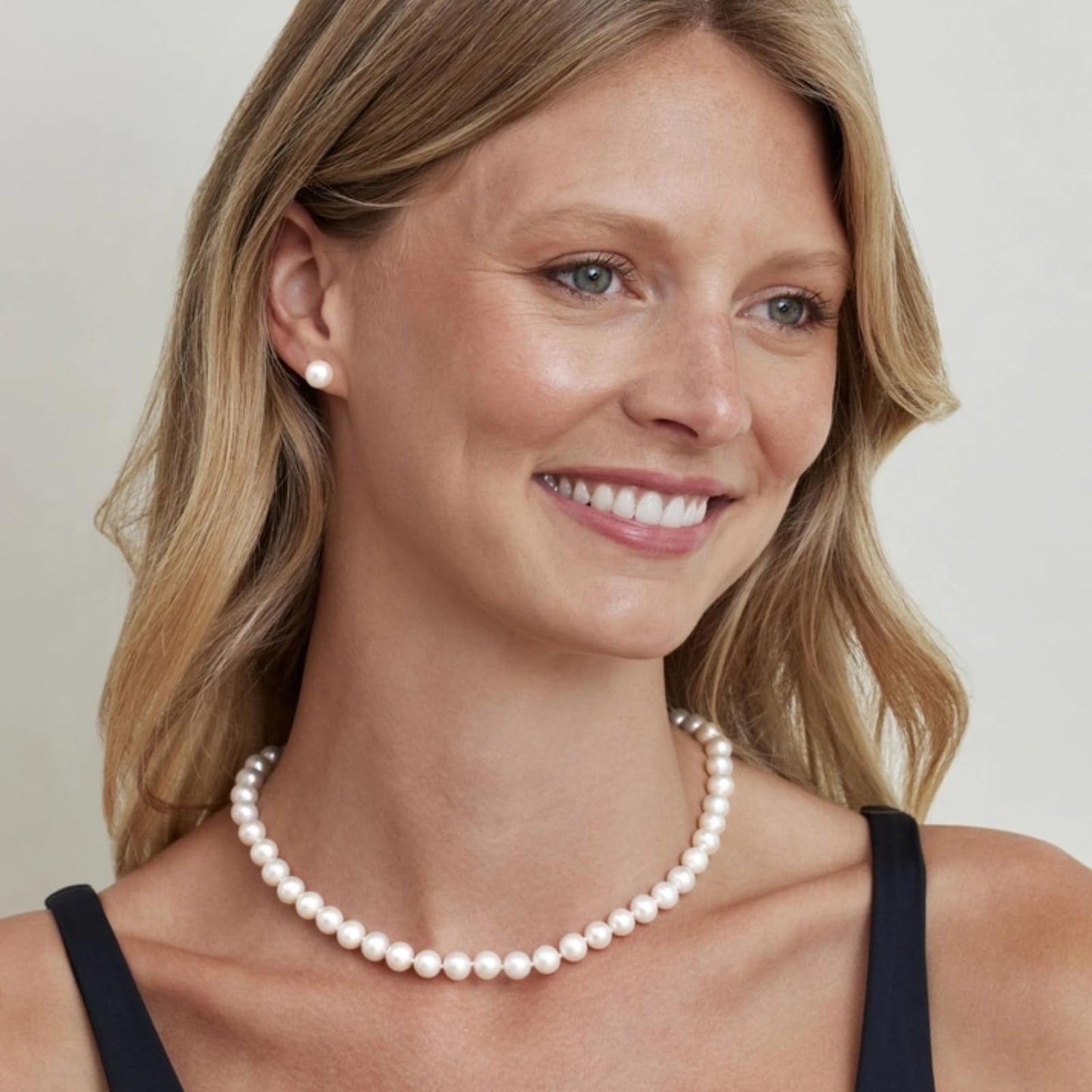 The Pearl Source 14K Gold Pearl Jewelry Set for Women - Freshwater Pearl Necklace and Earring Set with Pearl Bracelet | Genuine Cultured Pearls, Pearl Gifts for Christmas, Holidays and Anniversary - SM