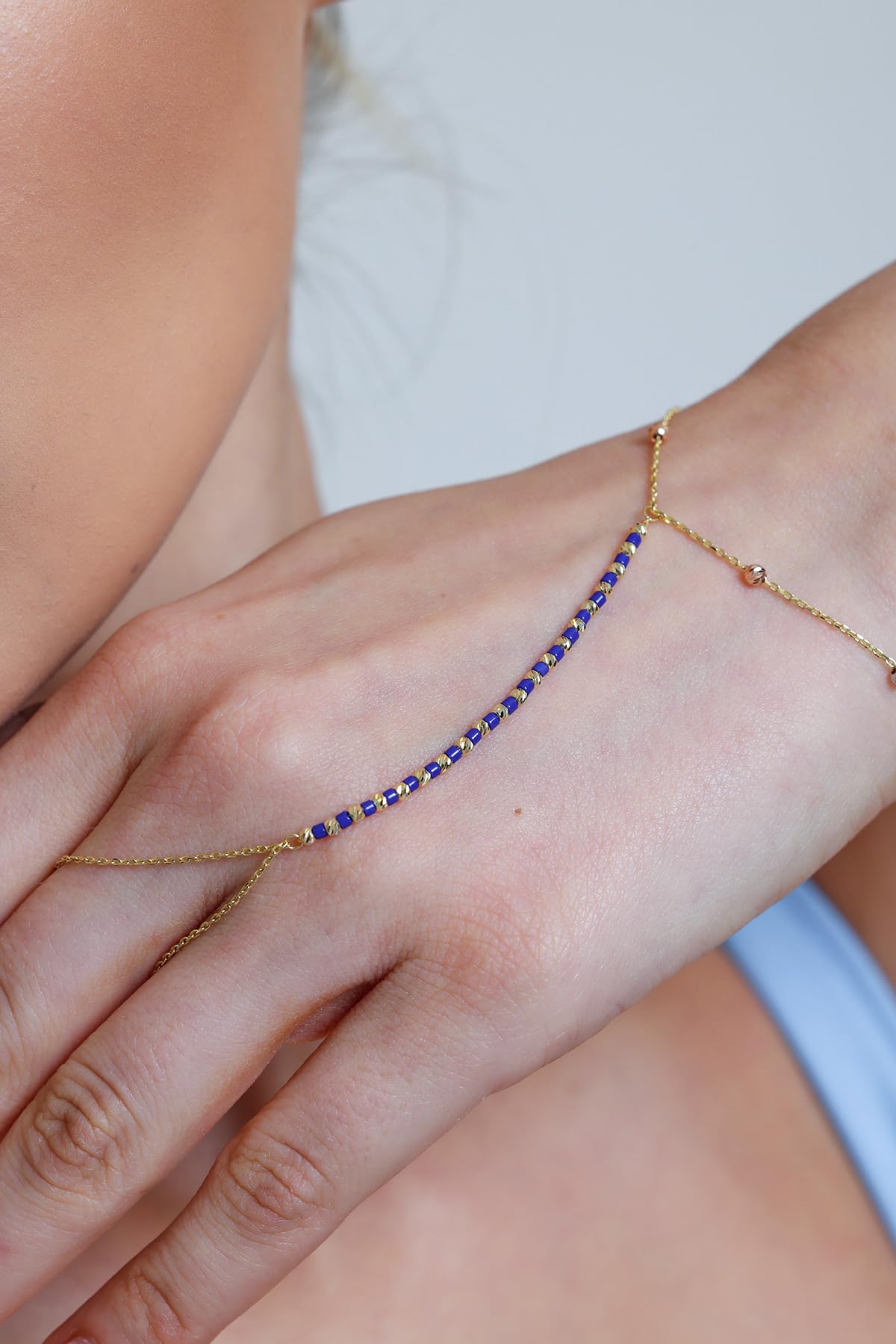 Adjustable Finger Chain Bracelet | 14K Solid Gold