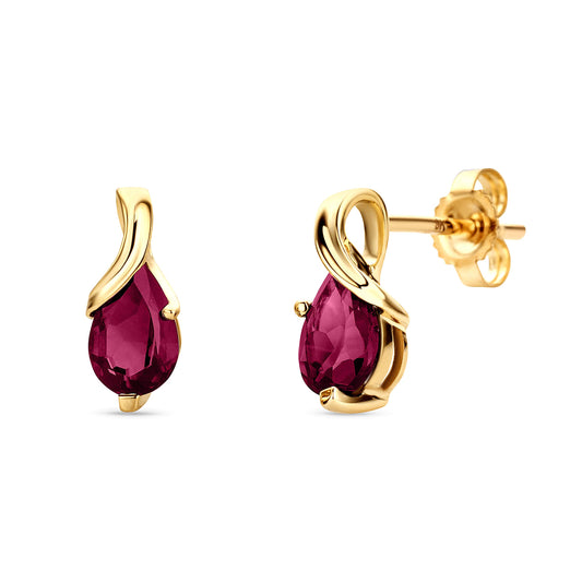 Orovi 0.40Inch 14K Gold Earrings for Women in 14K White Gold/Yellow Gold 585 with Pear-Shape Rubies/Sapphires/Emeralds/Blue Topaz/Amethysts Gemstones, Handmade Jewelry for Women, Dangle Earrings