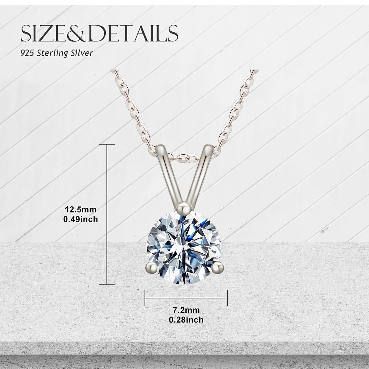 Moissanite Necklace for Women In 14K Gold, 0.5-2 Carats D Color VVS1 Brilliant Cut Moissanite Solitaire Simulated Diamond Pendant Anniversary Birthday Women Jewelry Gifts