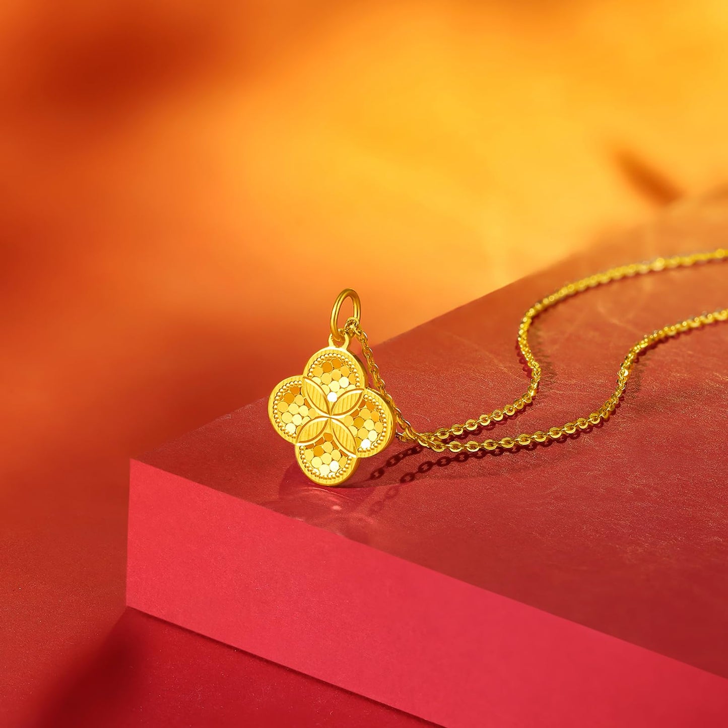 ZHOU LIU FU 24K Solid Gold Pendant for Women, Real Pure Gold Jewelry Accessory Flower Pendant for Men Girlfriend (Not Include Necklace)