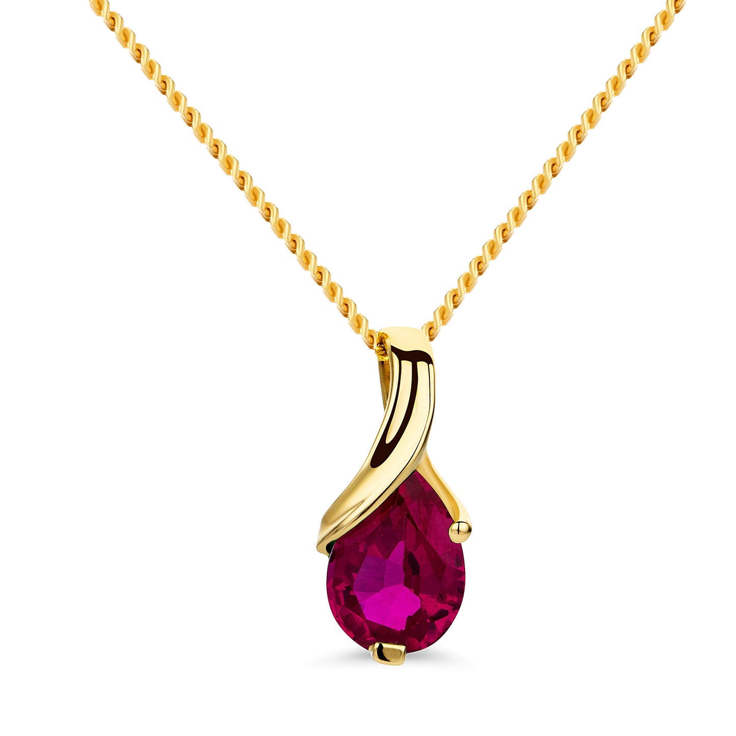 Orovi 14K Gold Necklace for Women in 14K Yellow Gold/White Gold 585 with Ruby/Sapphire/Emerald/Topaz/Amethyst Gemstone/Birthstone Pendant Necklace and Gold Chain 17.7 ″ Long - Women's Jewelry