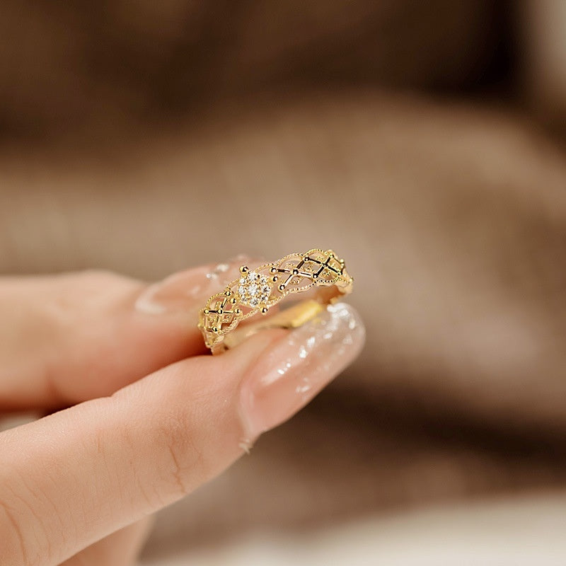 Pure 18K Gold Wide Fashion Ring | Jinrege Light Luxury Collection