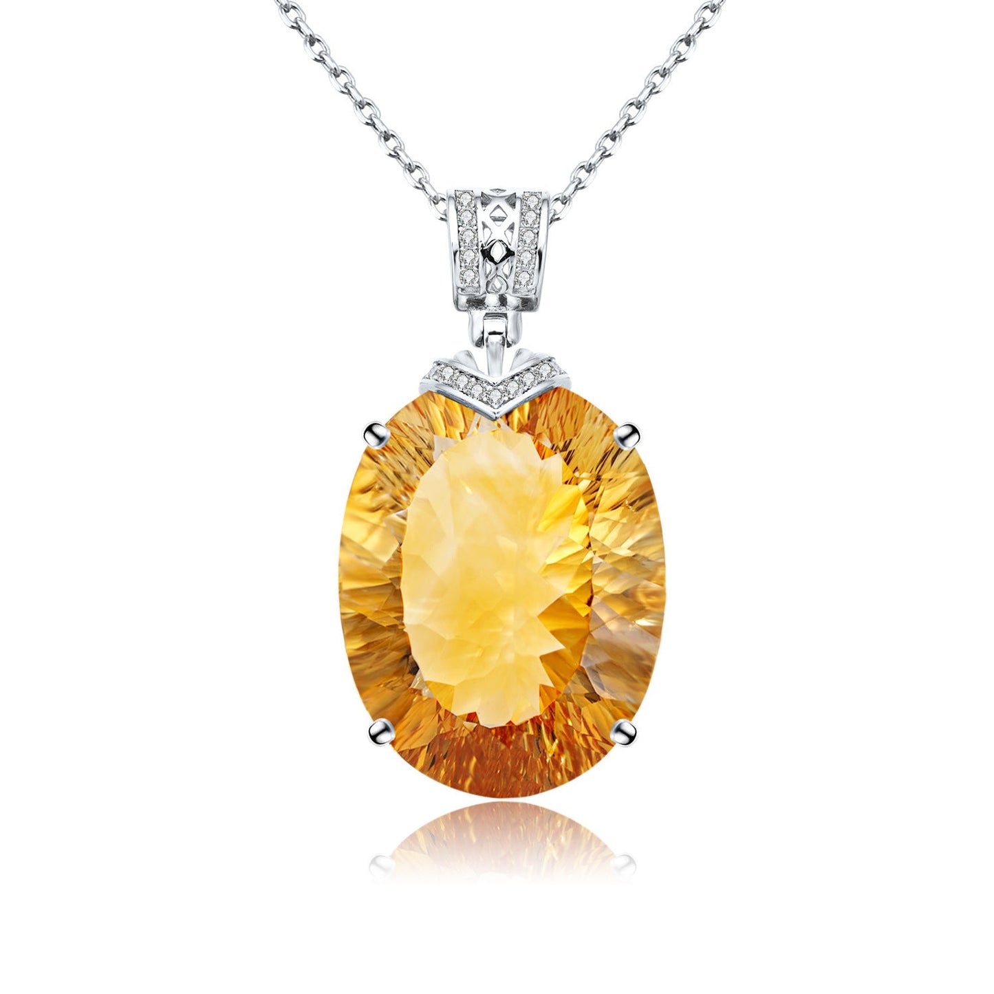 LuxeJewels™ Solaris Gemdrop Citrine Pendant Necklace | Golden Warmth
