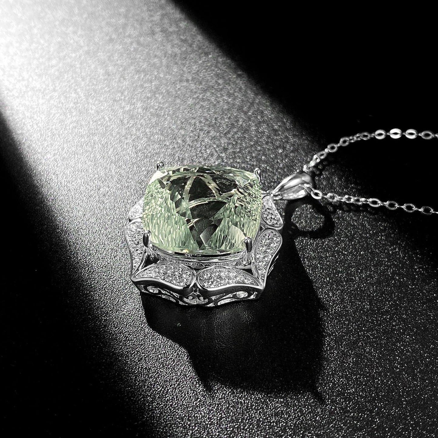 Luxury S925 Silver & Natural Green Stone Sweater Chain Set | Femininity Collection