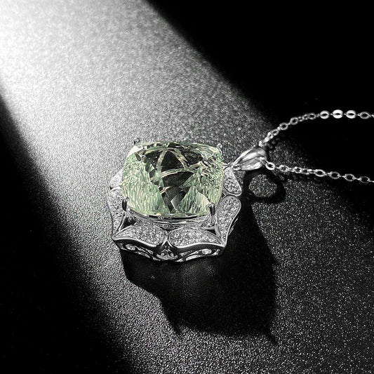 Luxury S925 Silver & Natural Green Stone Sweater Chain Set | Femininity Collection