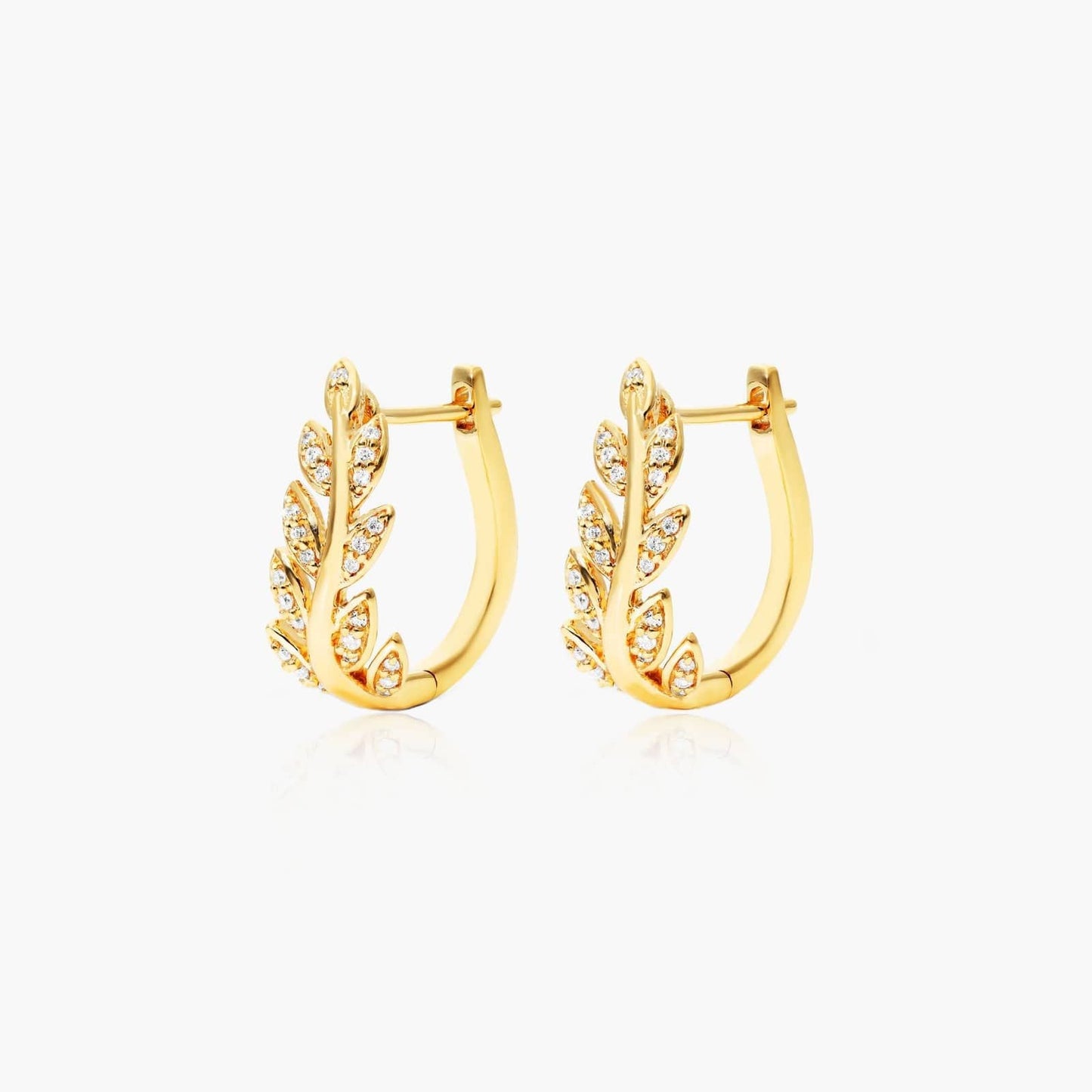 1ctw Lab Diamond Leaf Earrings | IGI Certified | 10K Yellow Gold