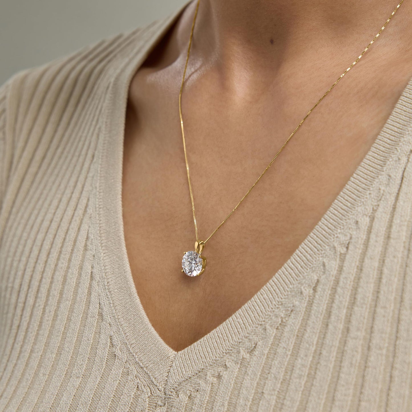 Lab-Grown Diamond Solitaire Pendant Necklace | 3 Carat | 14K Gold | IGI Certified