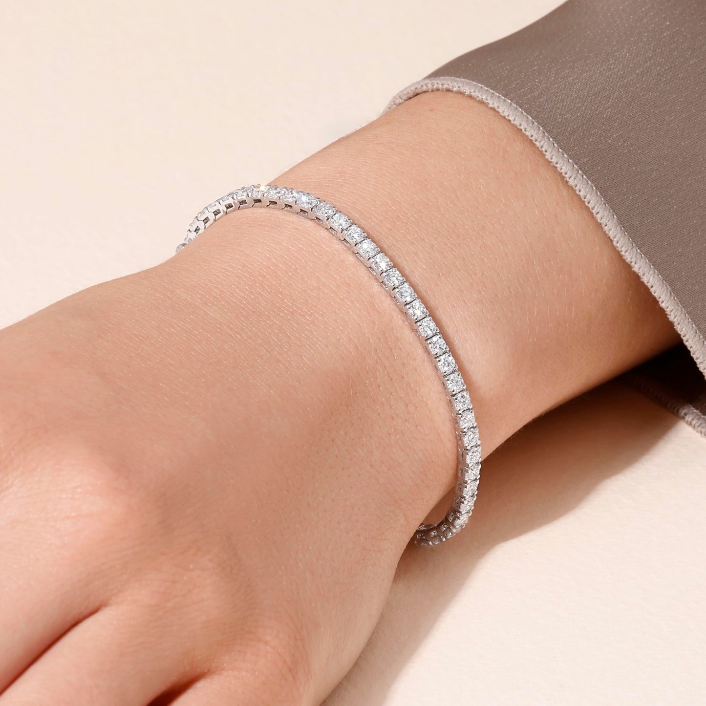 Lab-Grown Diamond Tennis Bracelet | 3–5 Carat | 14K White Gold | IGI Certified