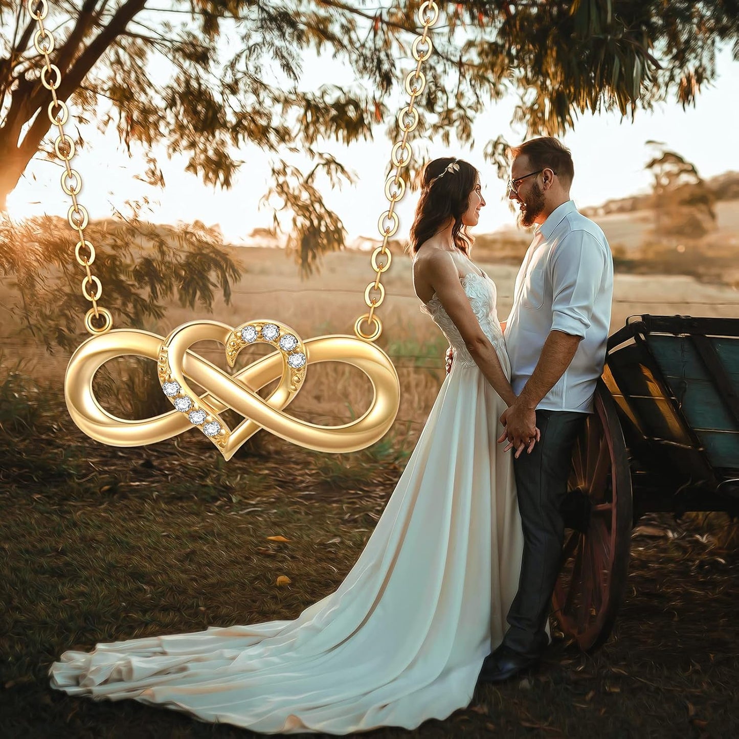 Heart Infinity Pendant Necklace | 14K Solid Yellow Gold