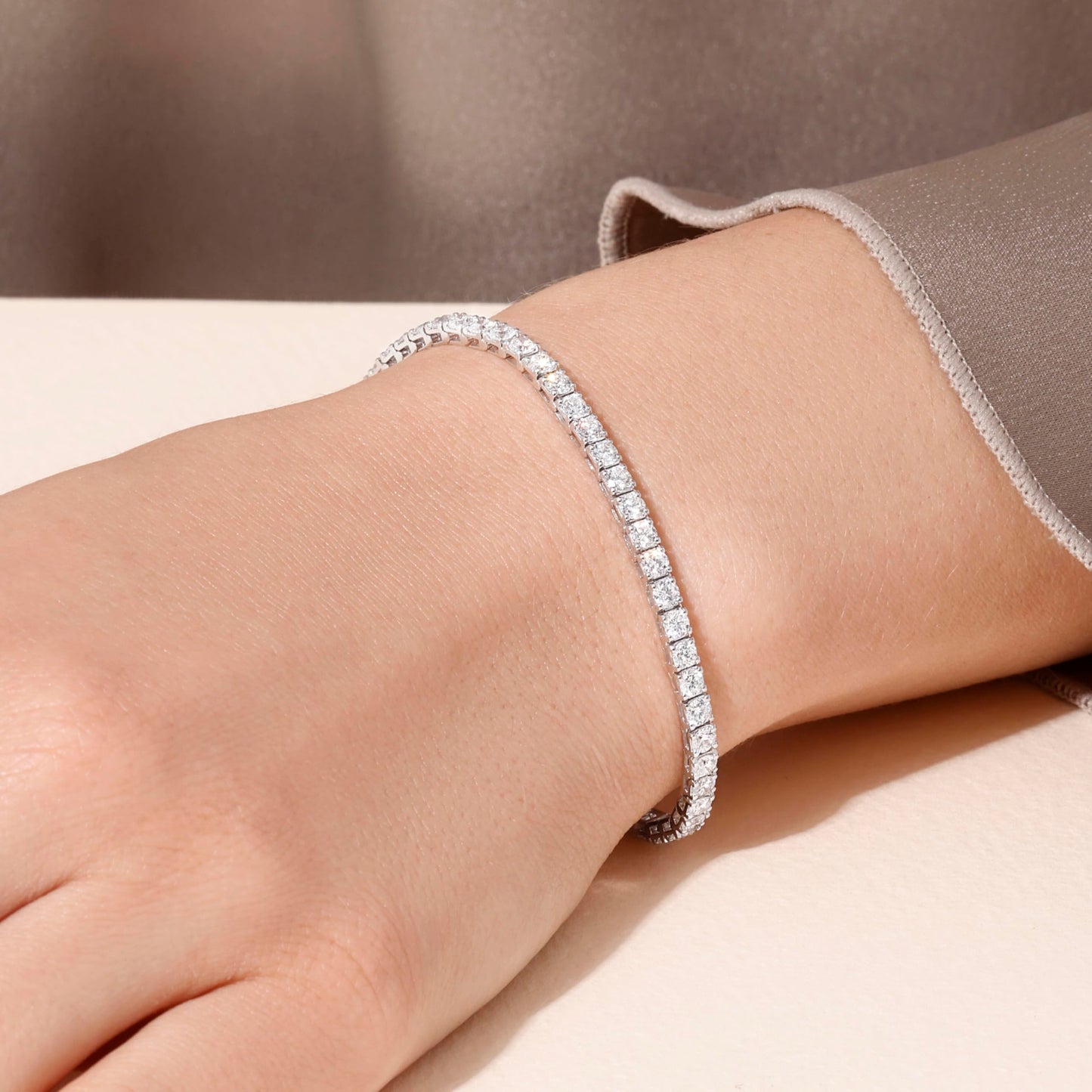Lab-Grown Diamond Tennis Bracelet | 3–5 Carat | 14K White Gold | IGI Certified