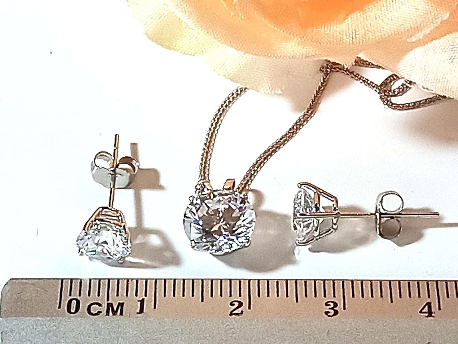 18K Solid Gold Diamond Necklace & Earrings Set | 3.5ct - SM