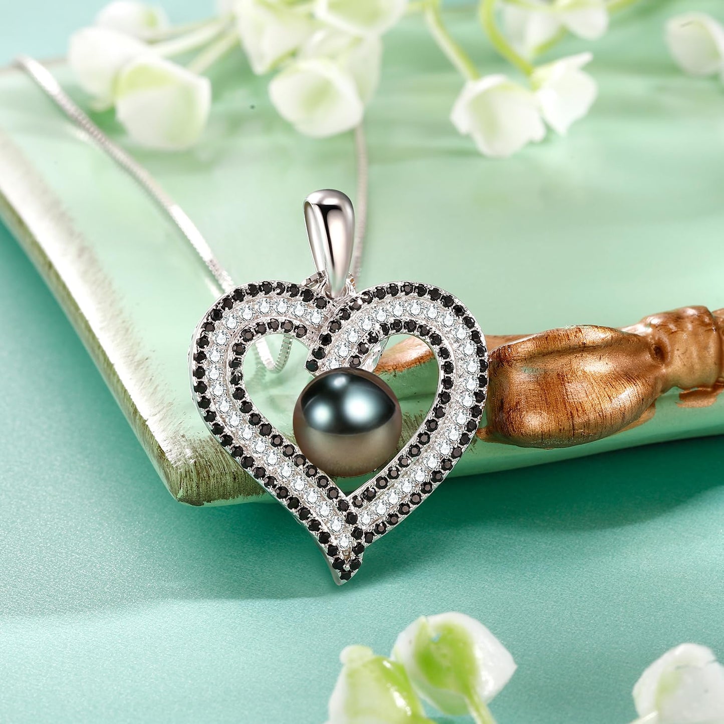 NONNYL Gifts for Women Wife-Pearl Heart Pendant Necklace- Birthday for Girlfriend, Valentine's Day for Wives, Mother's Day for Mom Grandma, Gifts for Her on Wedding Anniversary Christmas Fine Jewelry