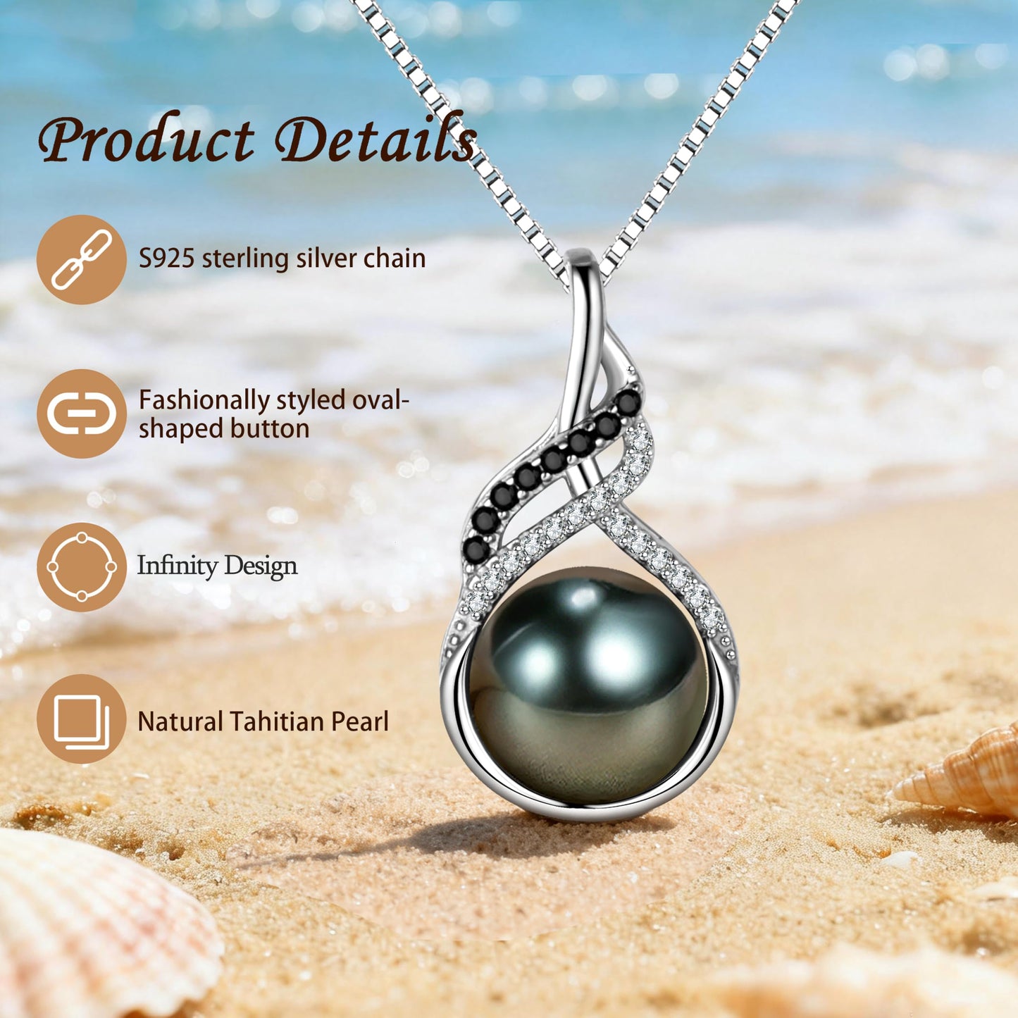 Gifts for Women-Wife- Real Tahitian-Pearl-Necklace, Birthday Anniversary Valentines Gifts For Her Wife Christmas - Mother's Day Gift for Mom - Companion Necklace For Women Luxury Fine Jewelry