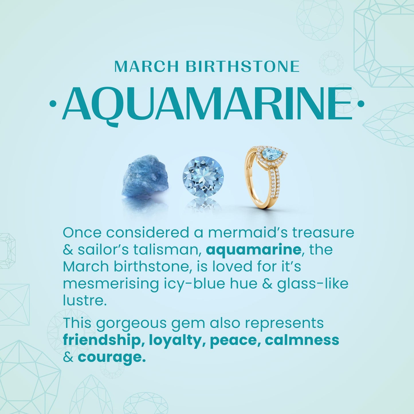 Pear-Cut Aquamarine Solitaire Pendant | 14K Gold | March Birthstone