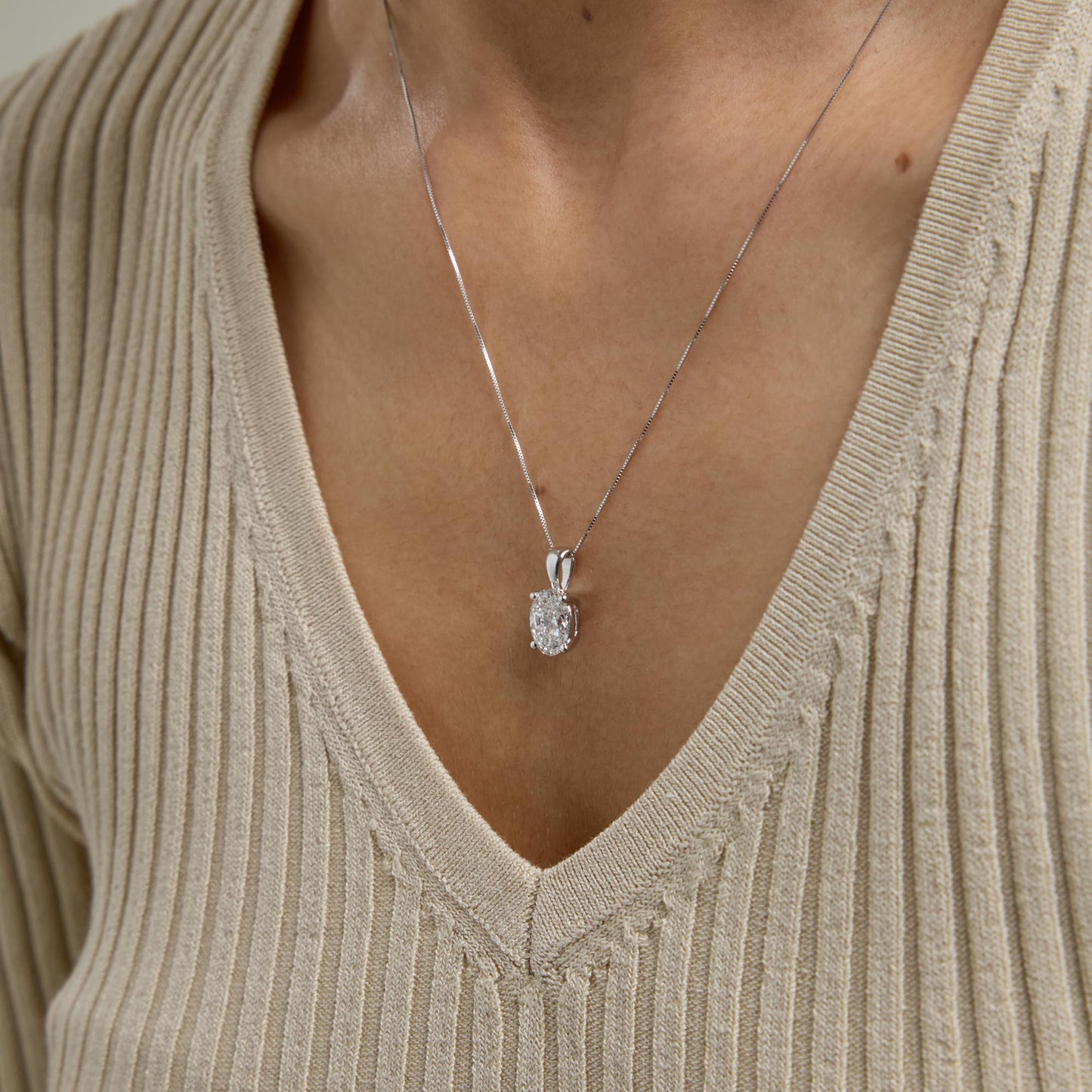 Lab-Grown Diamond Solitaire Pendant Necklace | 3 Carat | 14K Gold | IGI Certified