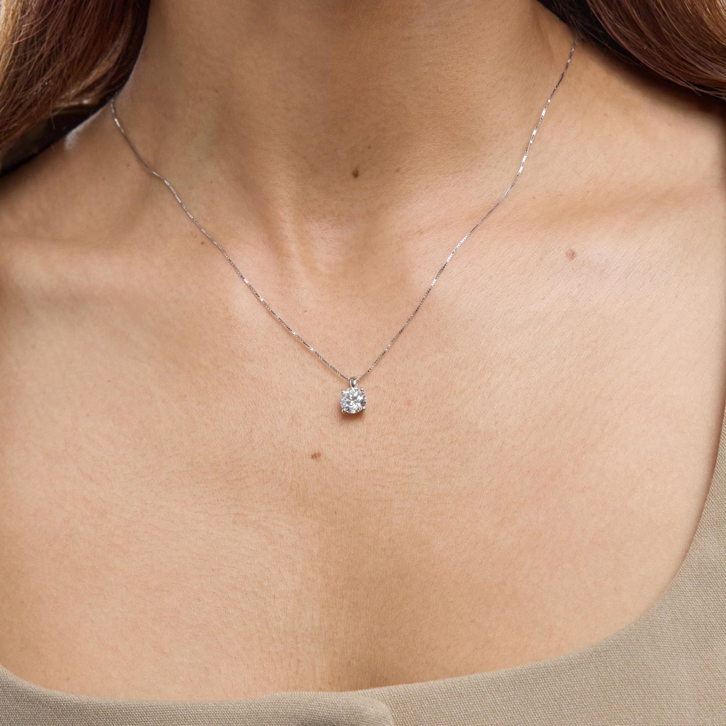 Lab-Grown Diamond Solitaire Pendant Necklace | 3 Carat | 14K Gold | IGI Certified