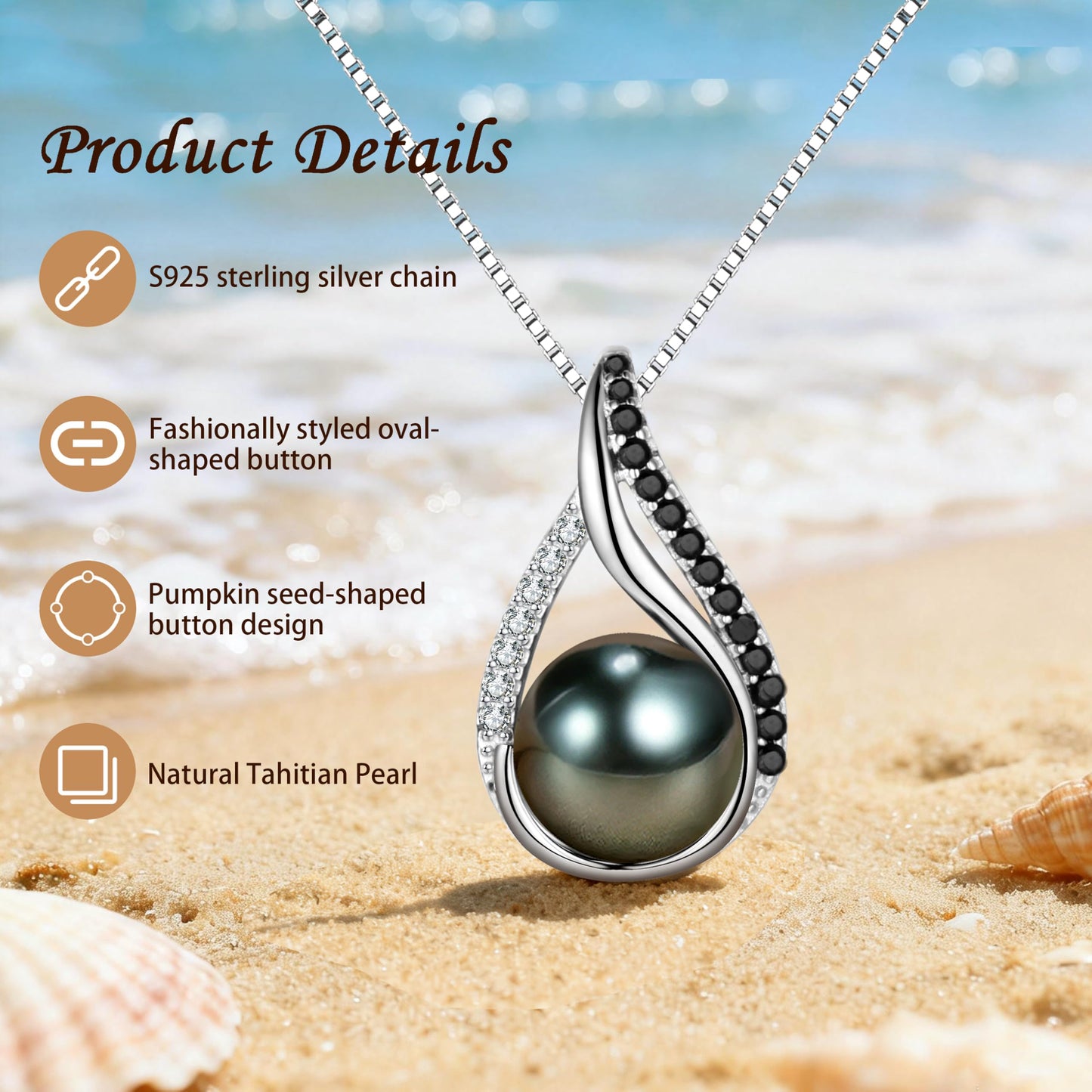 Gifts for Women-Wife- Real Tahitian-Pearl-Necklace, Birthday Anniversary Valentines Gifts For Her Wife Christmas - Mother's Day Gift for Mom - Companion Necklace For Women Luxury Fine Jewelry