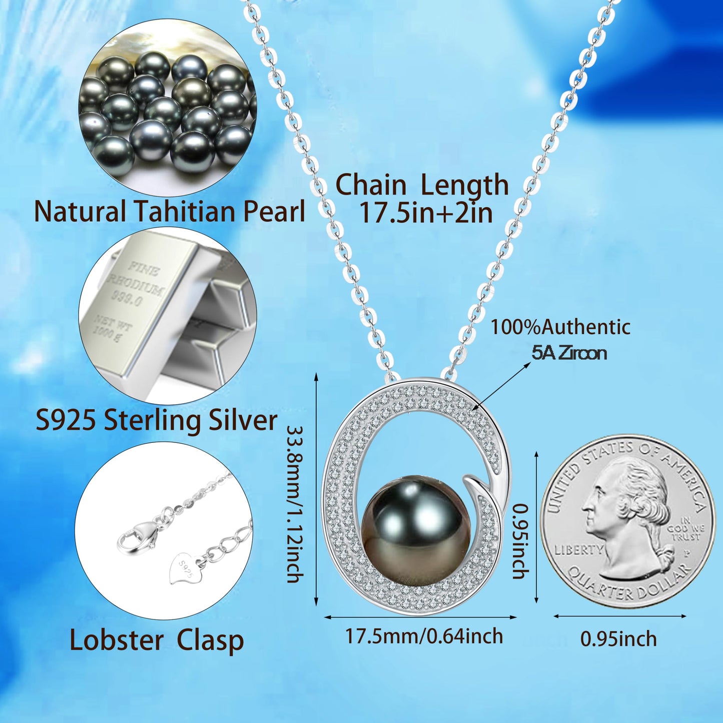 Gifts for Women-Wife- Real Tahitian-Pearl-Necklace, Birthday Anniversary Valentines Gifts For Her Wife Christmas - Mother's Day Gift for Mom - Companion Necklace For Women Luxury Fine Jewelry