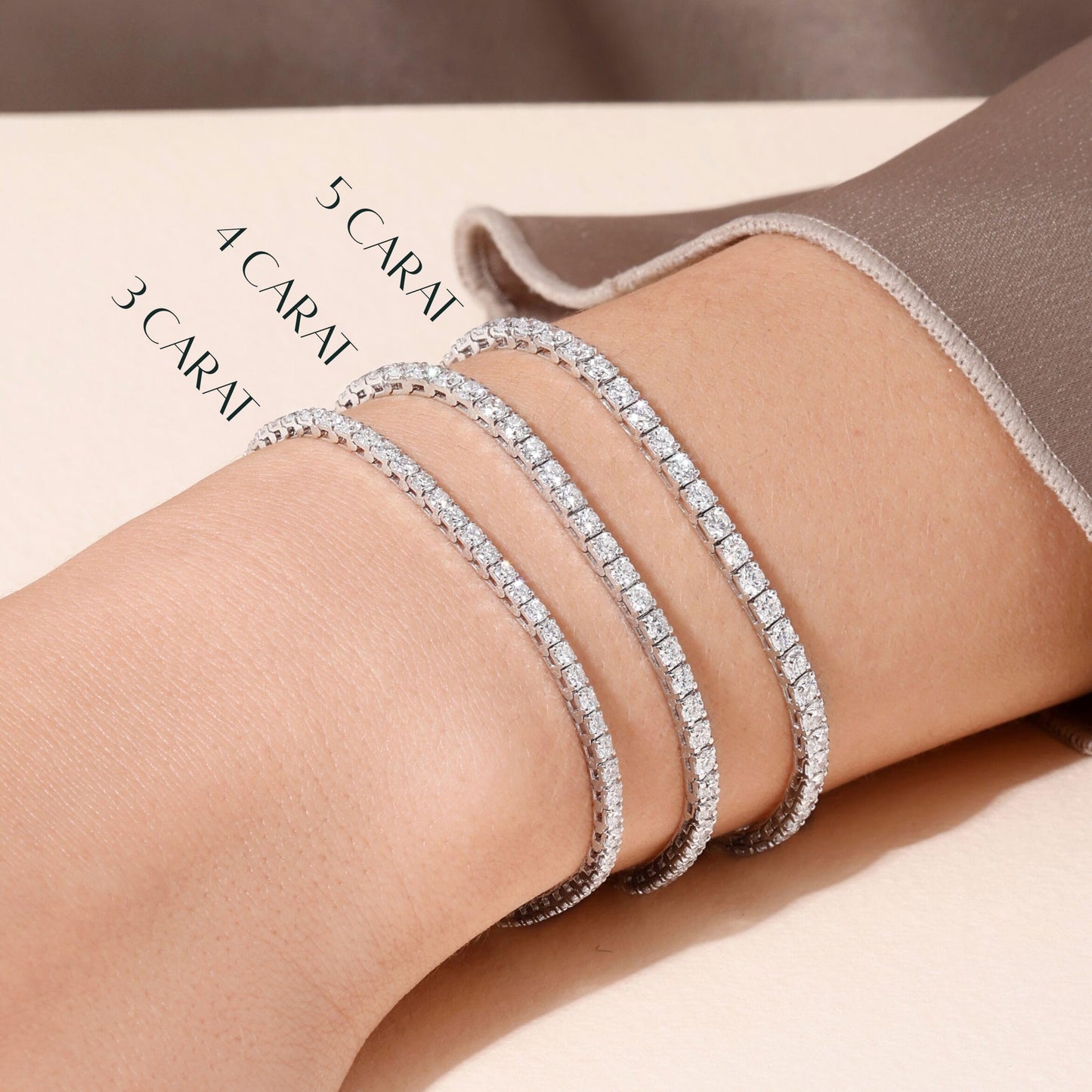 Lab-Grown Diamond Tennis Bracelet | 3–5 Carat | 14K White Gold | IGI Certified