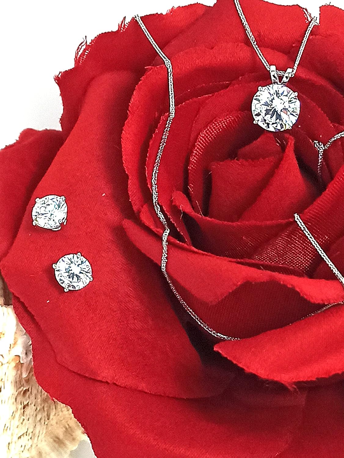 18K Solid Gold Diamond Necklace & Earrings Set | 3.5ct - SM