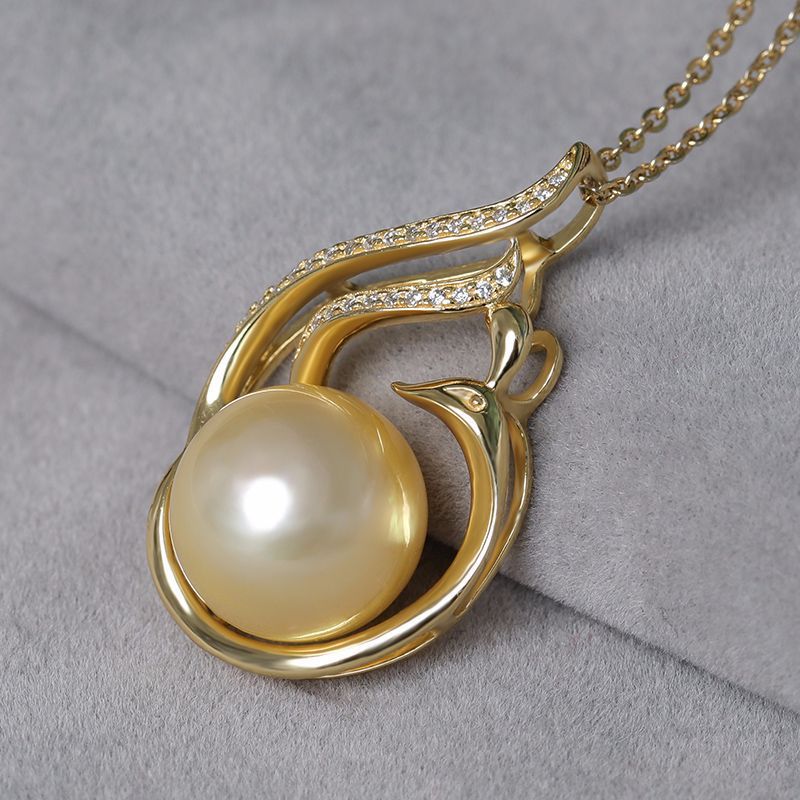 11-12mm Saltwater Pearl Pendant | 925 Silver with Gold Accent | Ocean Luxury