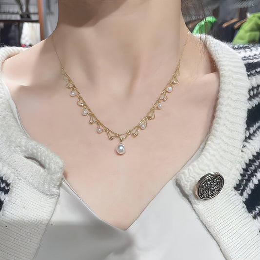 Aurora 18K Gold Lace Pearl Necklace | Sea Elegance Collection