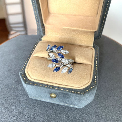 High Carbon Diamond Flower Cluster Vine Ring | Nature-Inspired Luxury