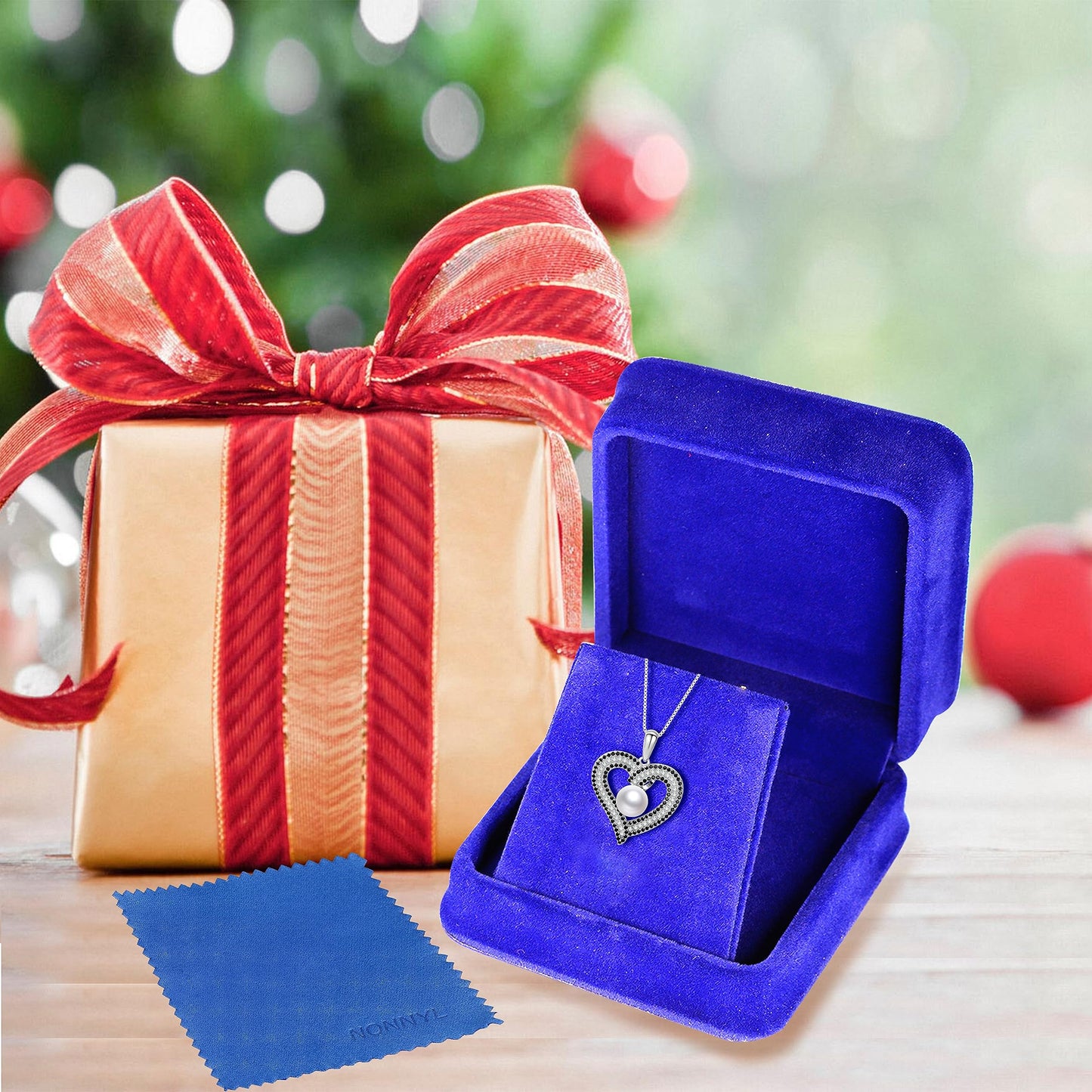 NONNYL Gifts for Women Wife-Pearl Heart Pendant Necklace- Birthday for Girlfriend, Valentine's Day for Wives, Mother's Day for Mom Grandma, Gifts for Her on Wedding Anniversary Christmas Fine Jewelry