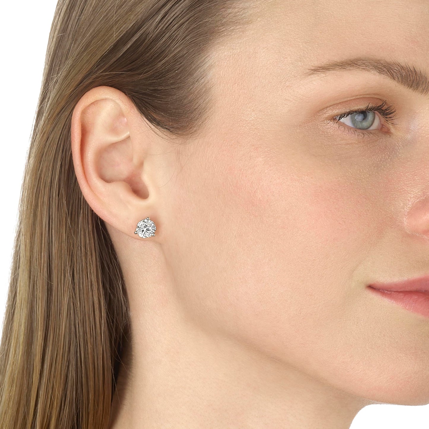 IGI Certified 1.50 to 4.00 Carat Lab Grown Diamond Round Stud Earrings for Women I 14k White Gold Earrings for Her (I-J, VS1-VS2, cttw) 3-Prong Martini Set Diamond I Push Back Studs - SM