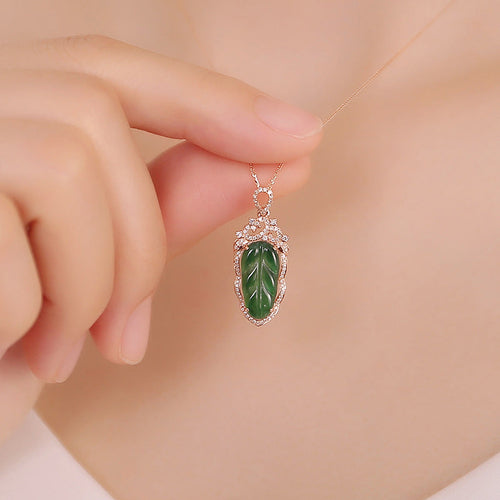 18K Gold Inlaid Emerald Necklace with Diamond Details | Ethnic Luxury