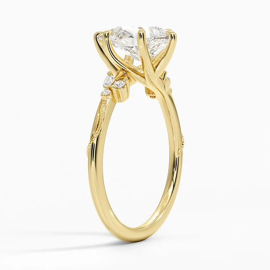 2ct Lab Diamond Ring | Pear Nature Vine with Marquise Accents | 10K White Gold