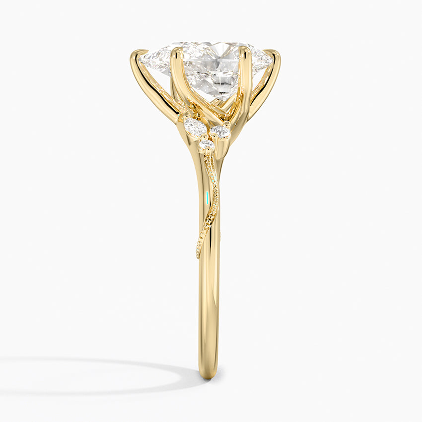 2ct Lab Diamond Ring | Pear Nature Vine with Marquise Accents | 10K White Gold