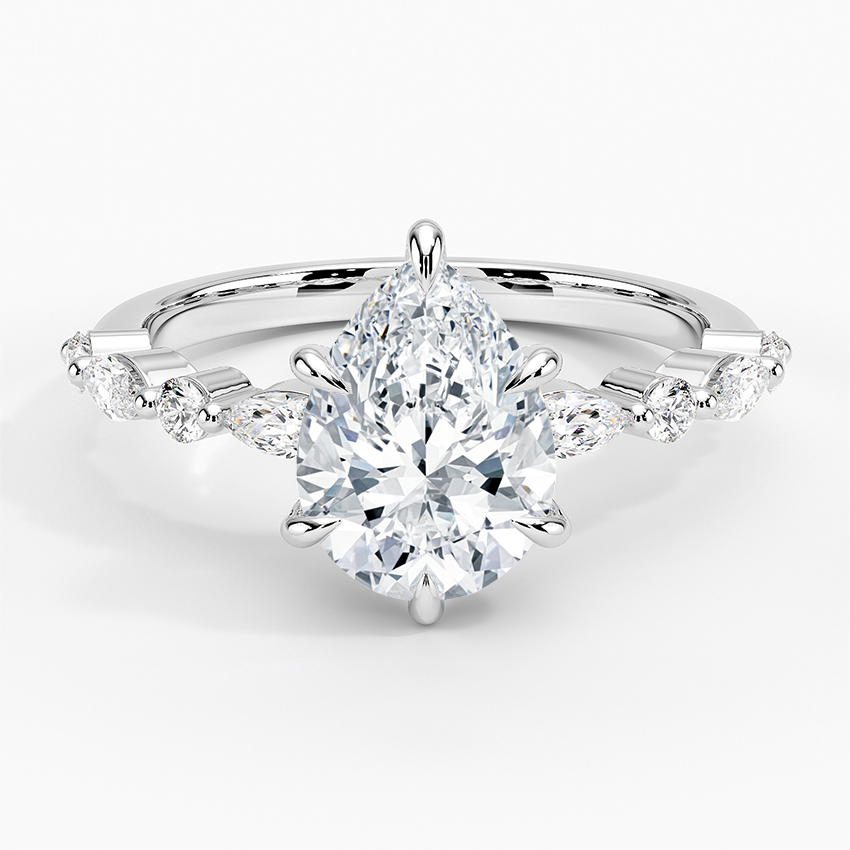 2.5ct Lab Diamond Ring | Pear Vine Design | IGI Certified | 10K White Gold