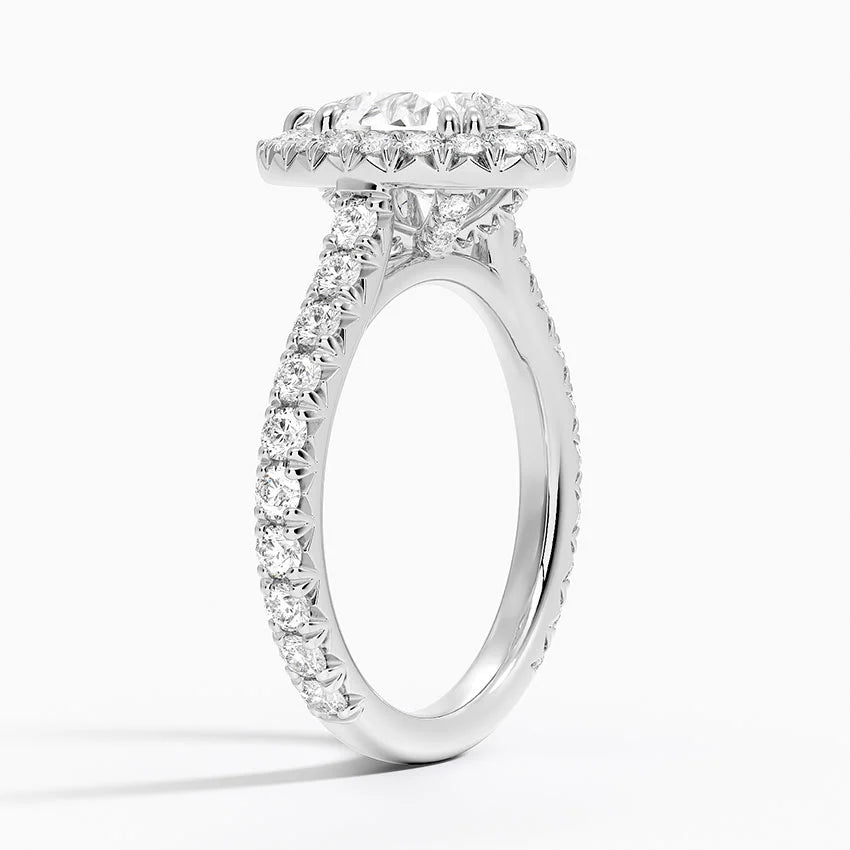 2.5ct Lab Diamond Halo Ring | Pear Cut | IGI Certified | 10K White Gold