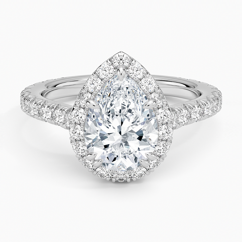 2.5ct Lab Diamond Halo Ring | Pear Cut | IGI Certified | 10K White Gold