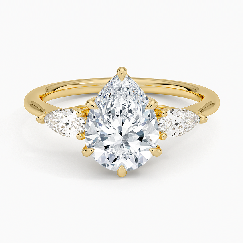 2ct Lab Diamond Ring | Pear with Pear Sides | IGI Certified DEF VS+ | 10K Gold