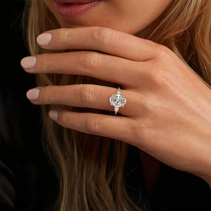 2ct Lab Diamond Ring | Pear with Pear Sides | IGI Certified DEF VS+ | 10K Gold