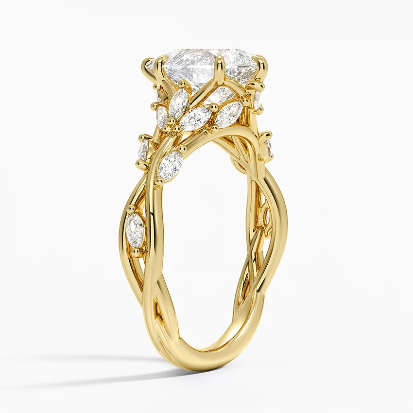 2ct Lab Diamond Ring | Pear Vine | IGI Certified DEF VS+ | 10K White Gold
