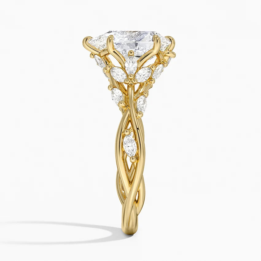 2ct Lab Diamond Ring | Pear Vine | IGI Certified DEF VS+ | 10K White Gold