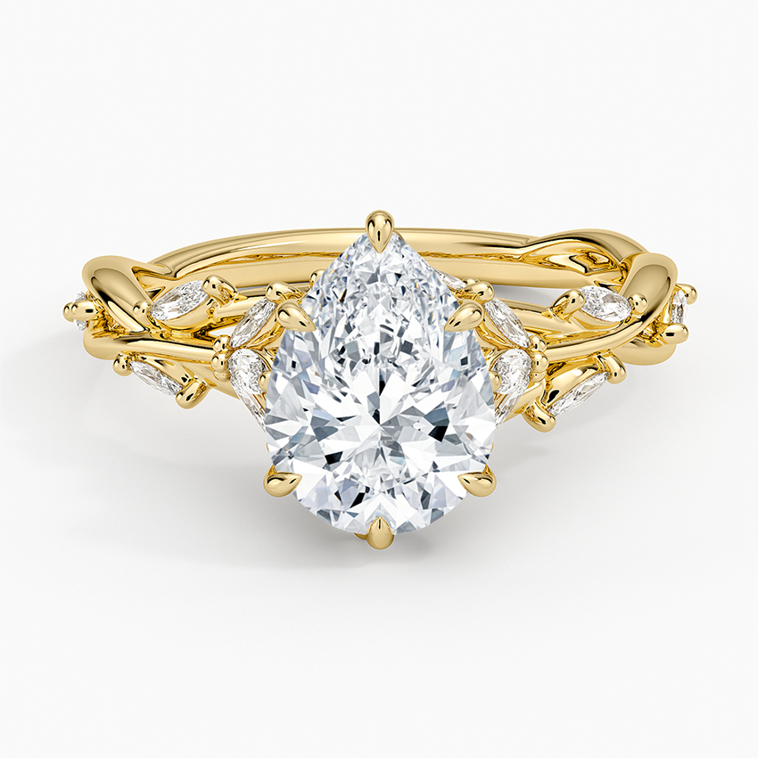 2ct Lab Diamond Ring | Pear Vine | IGI Certified DEF VS+ | 10K White Gold