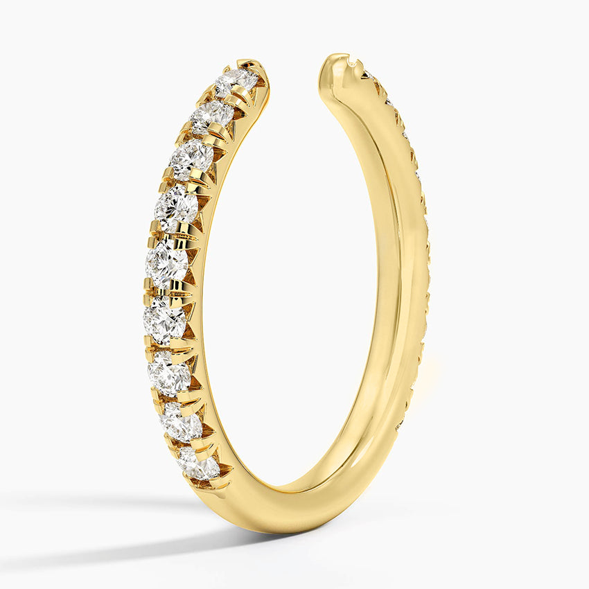 1ct Lab Diamond Ring | Open French Pavé Band | IGI Certified VS+ DEF | 10K Gold