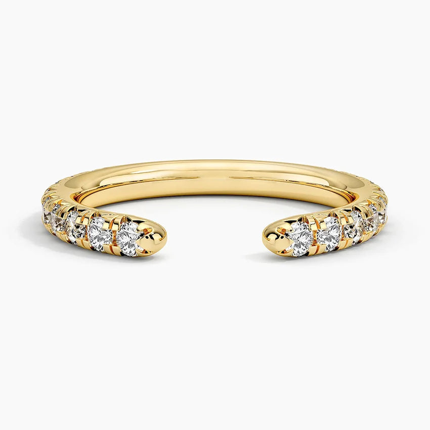1ct Lab Diamond Ring | Open French Pavé Band | IGI Certified VS+ DEF | 10K Gold