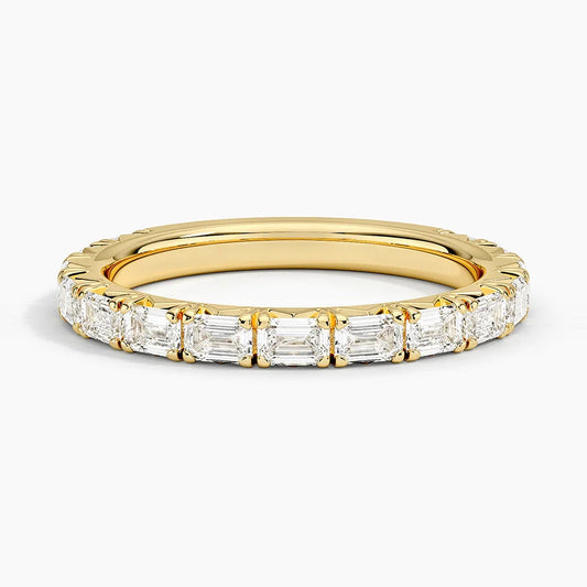 2ct Lab Diamond Ring | Emerald Half Eternity | IGI Certified | 10K Gold