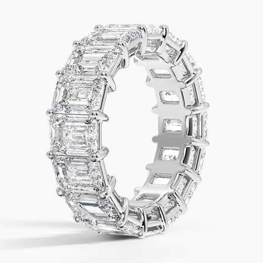 8ct Lab Diamond Eternity Band | Emerald Shared Prong | IGI Certified | 10K Gold