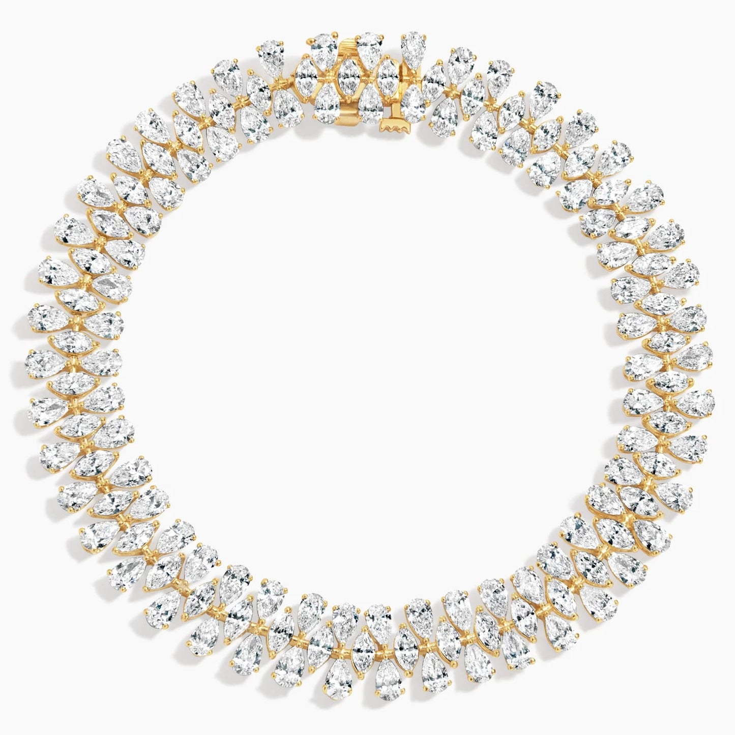 9.33ct Lab Diamond Tennis Bracelet | Three Row Pear Cut | IGI Certified | 10K Gold